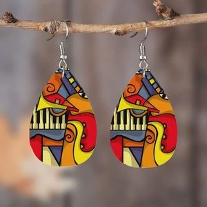 Jazz Piano Music Man Art Print on Drop Earrings
